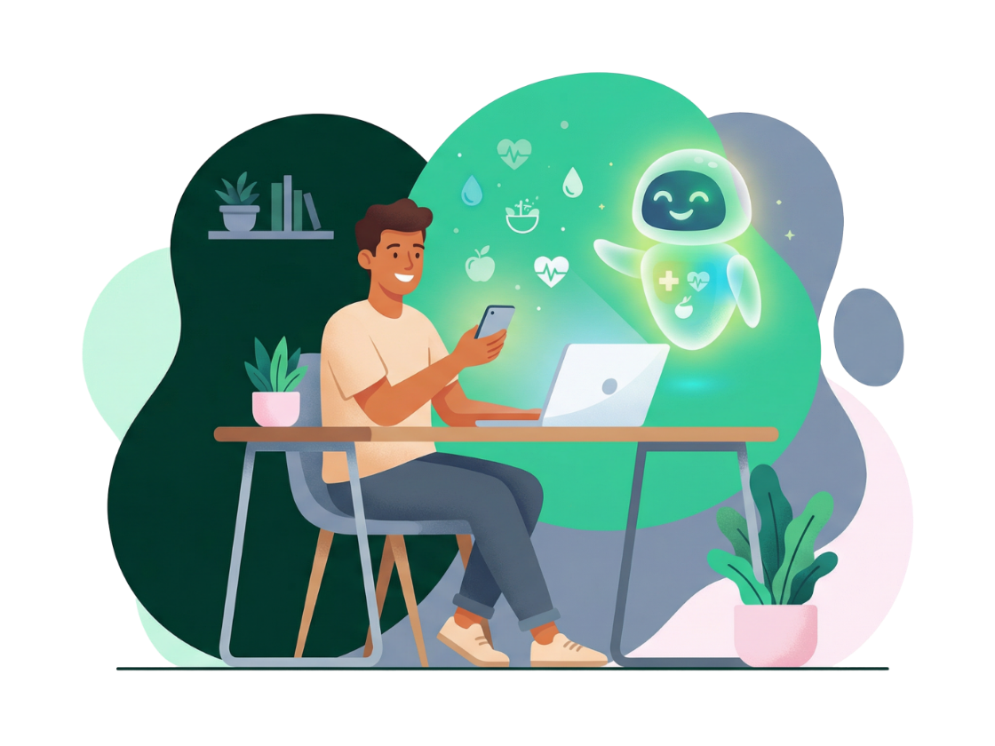 Mann nutzt sein Smartphone für Gesundheitscoaching